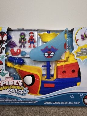 Marvel Spidey Water Webs Blue & Red Pirate Ship Bubble Playset